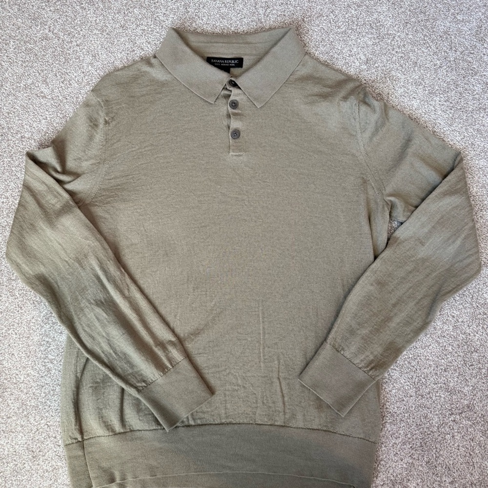 Banana Republic tan Merino Wool Polo